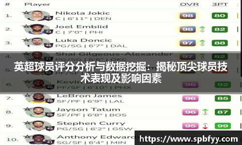 英超球员评分分析与数据挖掘：揭秘顶尖球员技术表现及影响因素